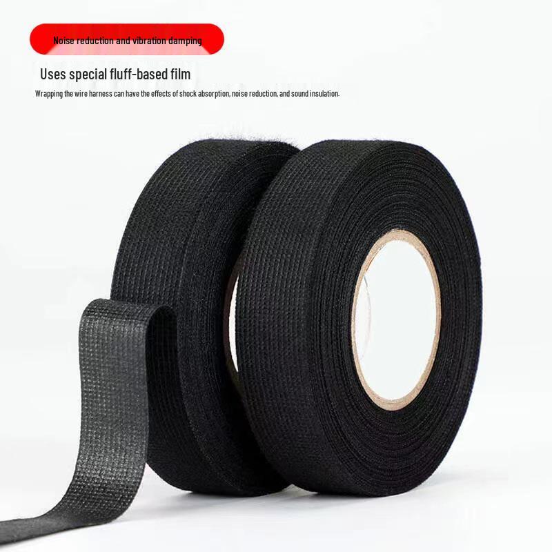 High-Temperature Black Self-Adhesive Flannel Tape for Automotive Wiring Harness, Sound Insulation, Noise Reduction, and Wear Resistance.