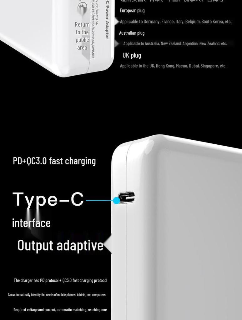 Быстрая зарядка Type-C Зарядное устройство для ноутбука Apple 61 Вт/87 Вт/96 Вт