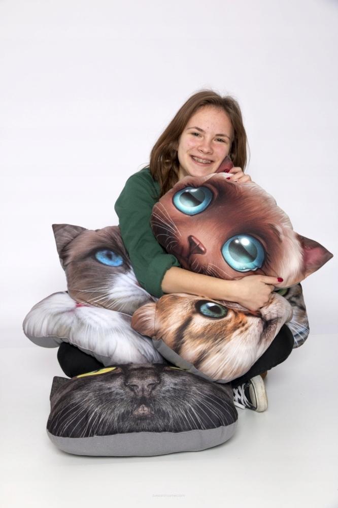 KADAX Pillow Pattern with Cat Print Mascot 30x45 Cm