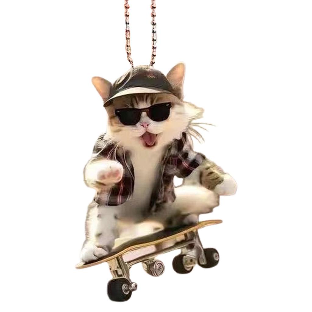 Cute Animal Keychain, Rearview Mirror Pendant Flat Acrylic Creative Bag Keychain Pendant Car Pendant