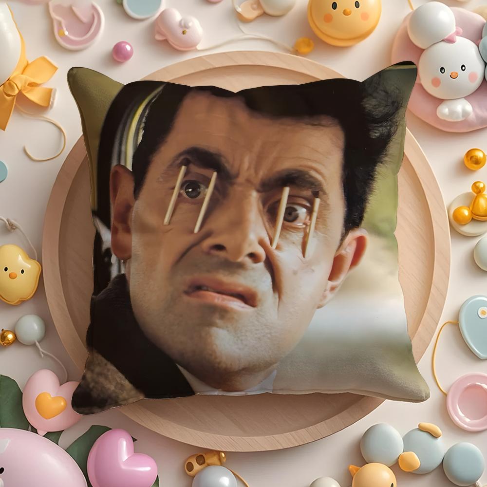 Наволочка Mr B-Bean-N Мягкая Плюшевая Ткань Двусторонняя Печатная Наволочка для Подушки Теплая Зимняя Подушка для Дивана