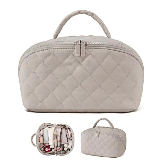 Женская дорожная косметичка, плоская, с несколькими карманами, водонепроницаемая стеганая сумка для туалетных принадлежностей для отпуска, для ежедневного использования