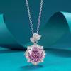 Rose Petal Necklace: S925 Silver 10mm Purple Pendant, Elegant Fashion for Women