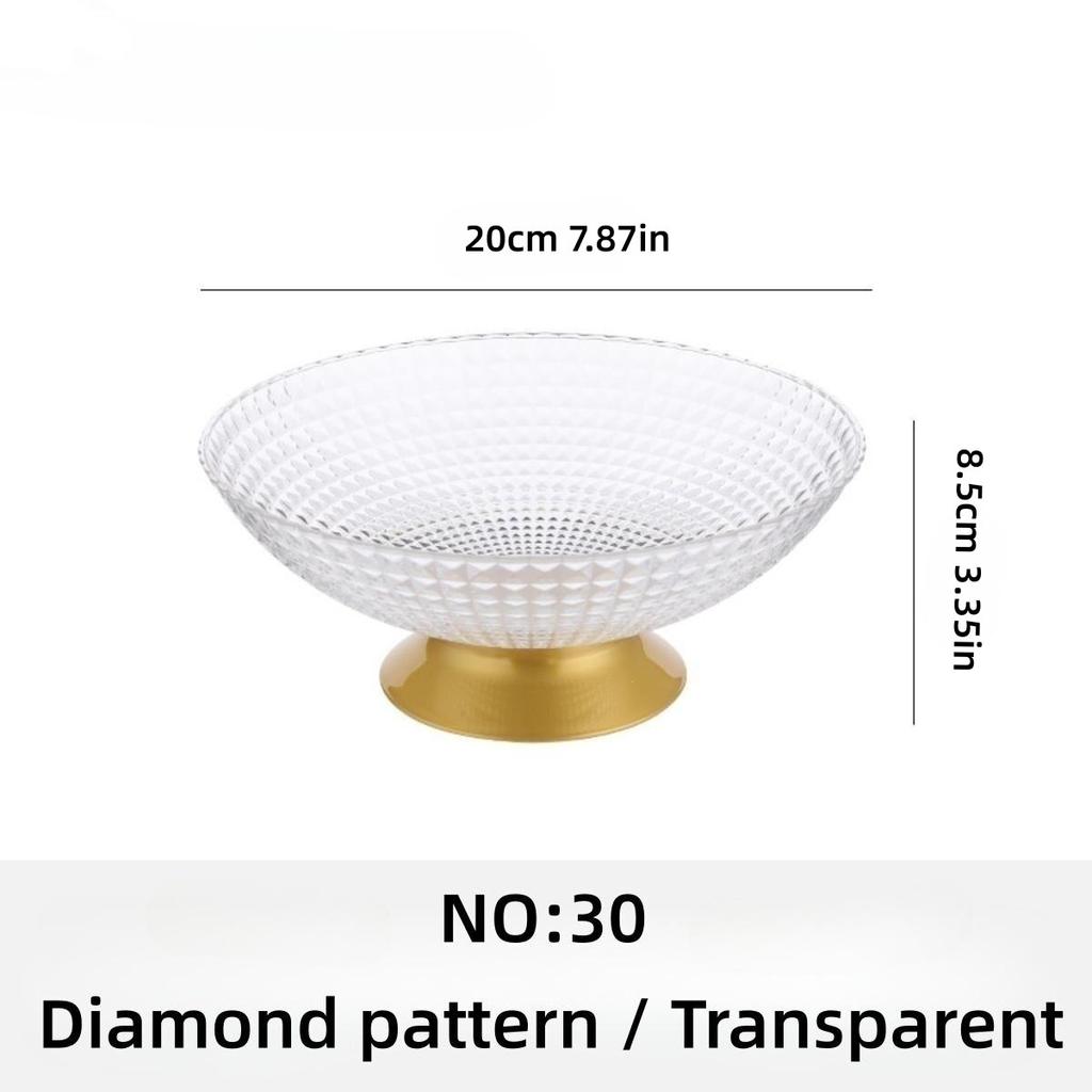 PET Fruit Plate With Base Diamond Pattern Simple Creative Fruit Plate Home Decorative Plate Living Room Coffee Table Candy Plate