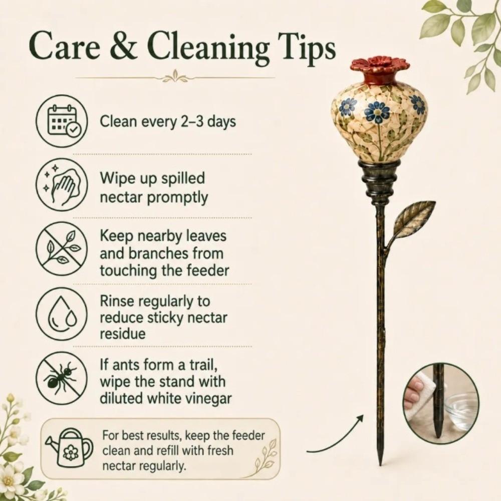 Ground Stake Hummingbird Feeder Ceramic Hummingbird Nectar Station Patio Flower Bed