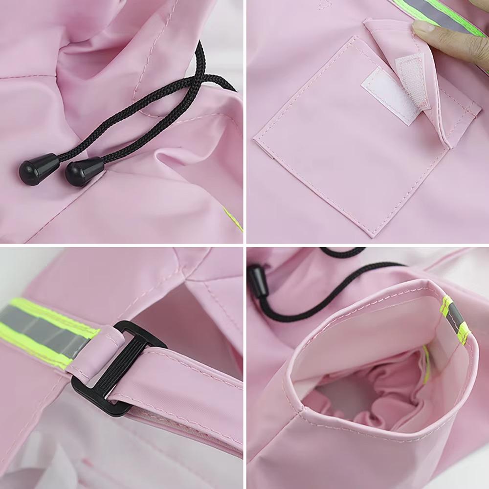 High-Visibility Rain Coat Adjustable Dog Rain Poncho Easily Wearable Pet Rain Jacket Outdoor