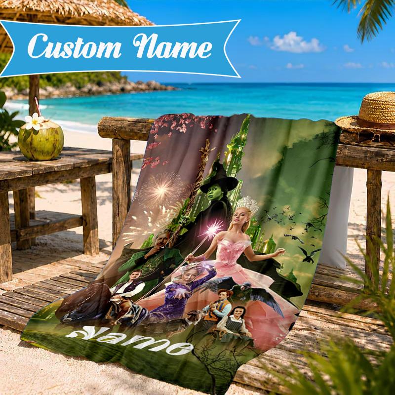 Custom Name Beach Towel Magic Friendship witch Microfiber Beach Towel, Lightweight for Summer Travel, Swimming Pool Fan Birthday Gift