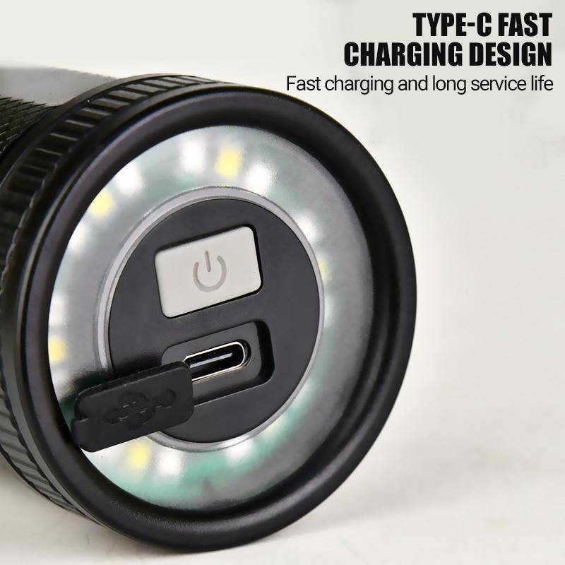 30 Вт светодиодный белый лазерный вращающийся зум-фонарик высокой мощности XHP50 уличный многофункциональный телескопический зум-пластиковый фонарик с задним освещением