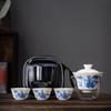 Ceramic mutton fat jade porcelain portable travel tea set set, white souvenir, business gift