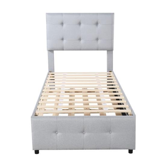 Bedroom Furniture 90 X 200 Upholstered Bed with Pull-out Bed Adjustable Headboard Double Bed Pull-out Cot Retractable Guest Sponge-filled