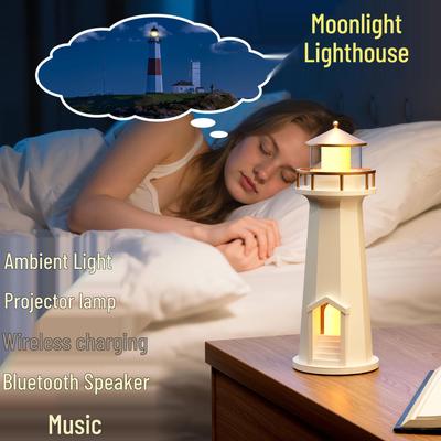Беспроводное зарядное устройство Moonlight Lighthouse и Bluetooth-динамик Ночник с управлением через мобильное приложение