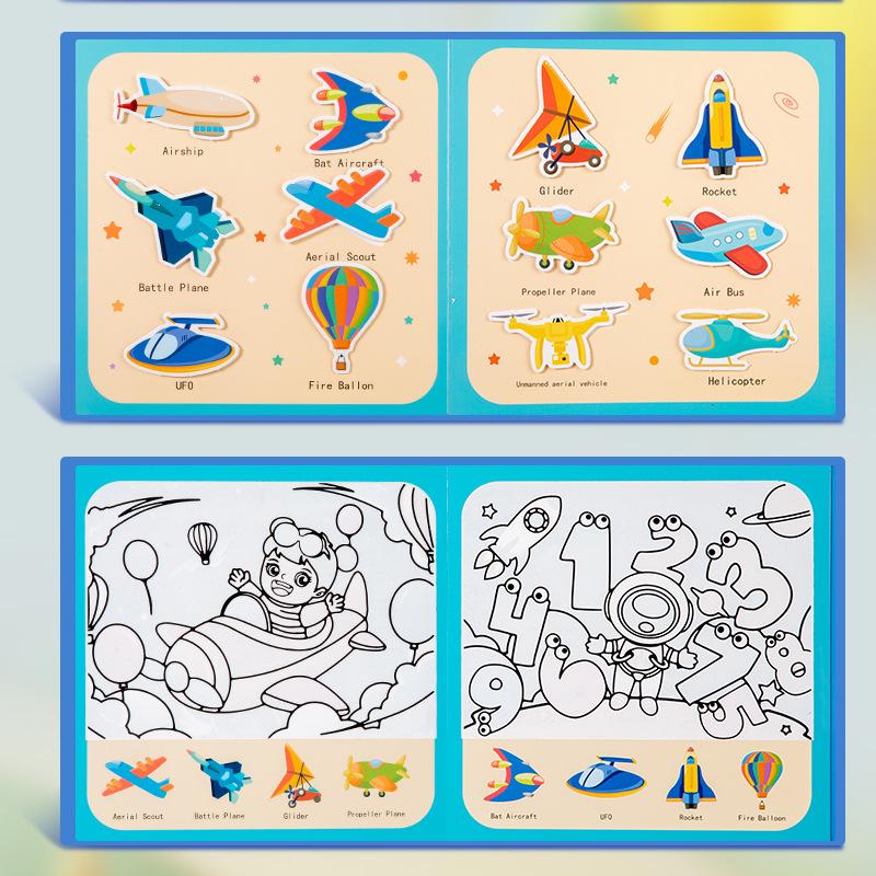 Детская книжка для рисования водой и раскрашивания граффити через границу для раннего развития