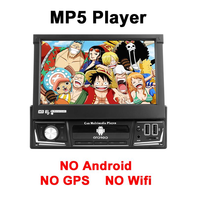 1 Din 7" Универсальный автомобильный радиоприемник Выдвижной сенсорный экран Android 12 Мультимедийный видеоплеер Навигация GPS 4G Беспроводной Carplay Auto