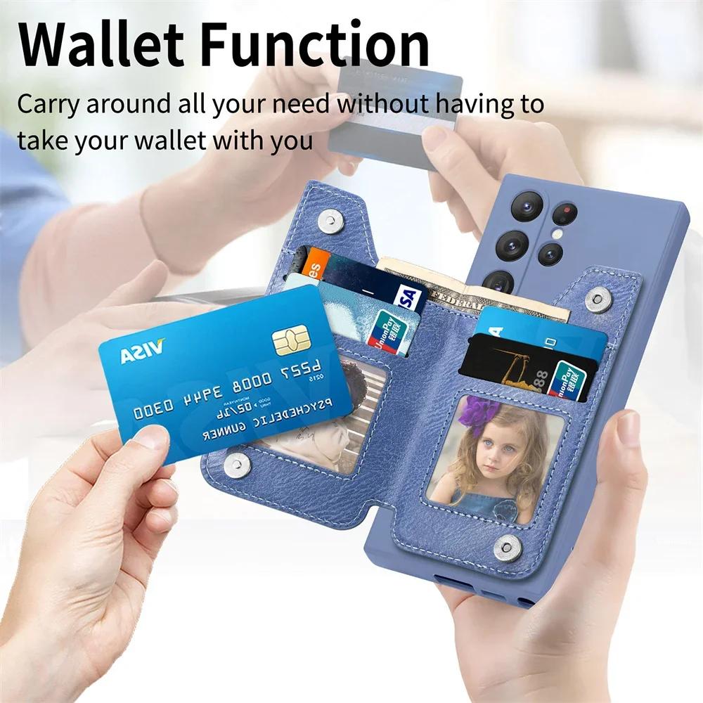 Luxury Zipper Wallet Case Camera 360 Protect Back Cover for Samsung Galaxy S24 S23 S22 S21 S20 Ultra Plus S8 S9 S10 Cover