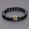BEPAN Black Eye Skull Hematite Bead Bracelet Men Classic Handmade 8mm Lava Stone Charm Bracelet For Men Jewelry Gift