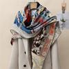 130*130cm 30% Silk +70% Wool Scarf Retro Vintage Luxurious Soft Shawl Large Warm Winter Wrap for Women