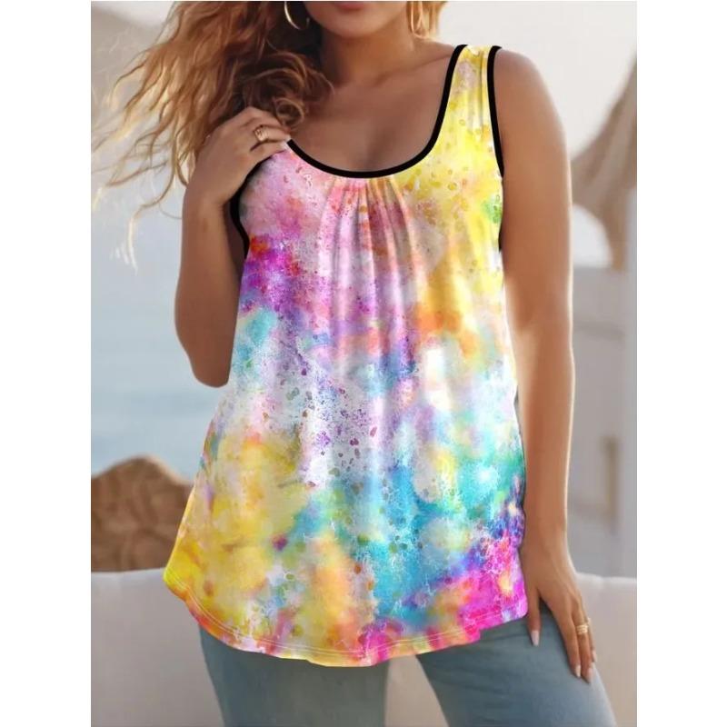 Летний женский жилет без рукавов с креативным цветным принтом, удобный, мягкий, модный, универсальный жилет
