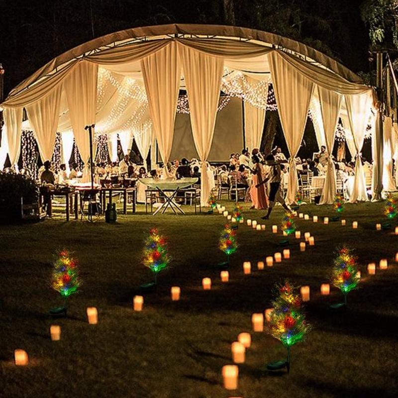 Солнечная Рождественская лампа из сосны и кипариса для лужайки, светодиодная праздничная декоративная торшер, украшение для сада, водонепроницаемая солнечная лампа, пейзажная лампа для двора