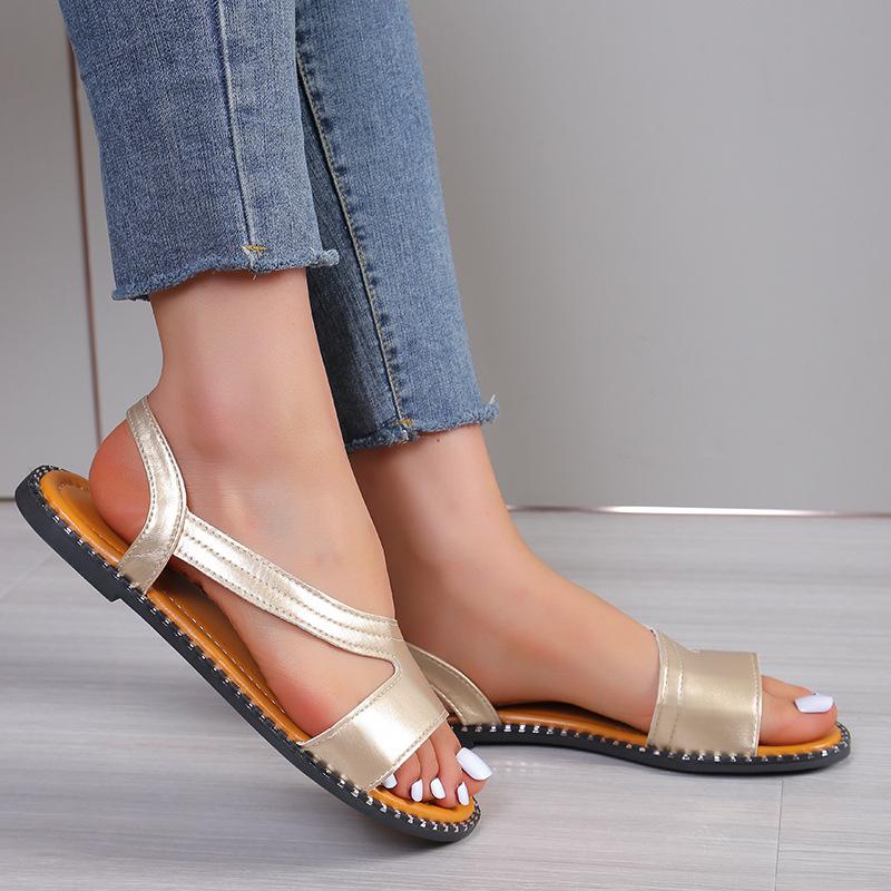 2025 новые европейские и американские модели внешней торговли, большие размеры, сандалии на плоской подошве с заклепками, закрывающие ноги, женские туфли с одним символом в виде рыбьего рта