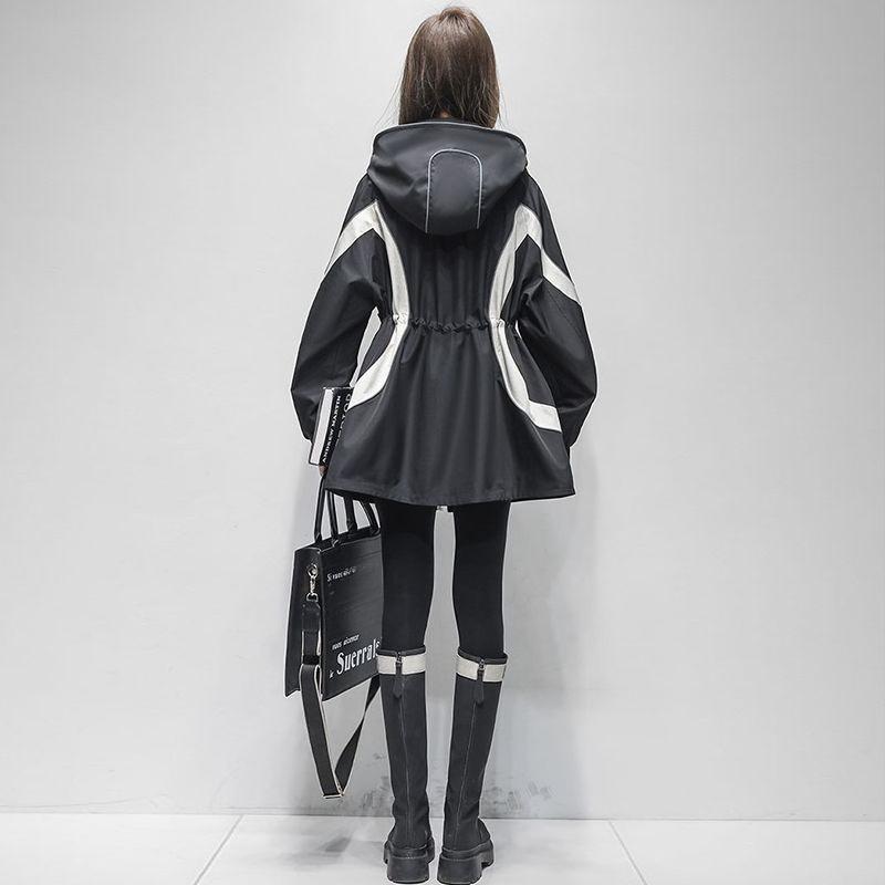 Winter Warm Thick Long Coat Women Fashion Color Block Hooded Windbreaker Casual Jacket