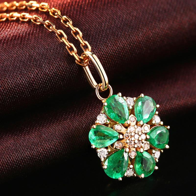 POMOiii Новый стиль, легкий, роскошный, в форме цветка, зеленый циркон, модный кулон для женщин, очаровательный Свадебный, помолвочный, изящные ювелирные изделия, новый модный