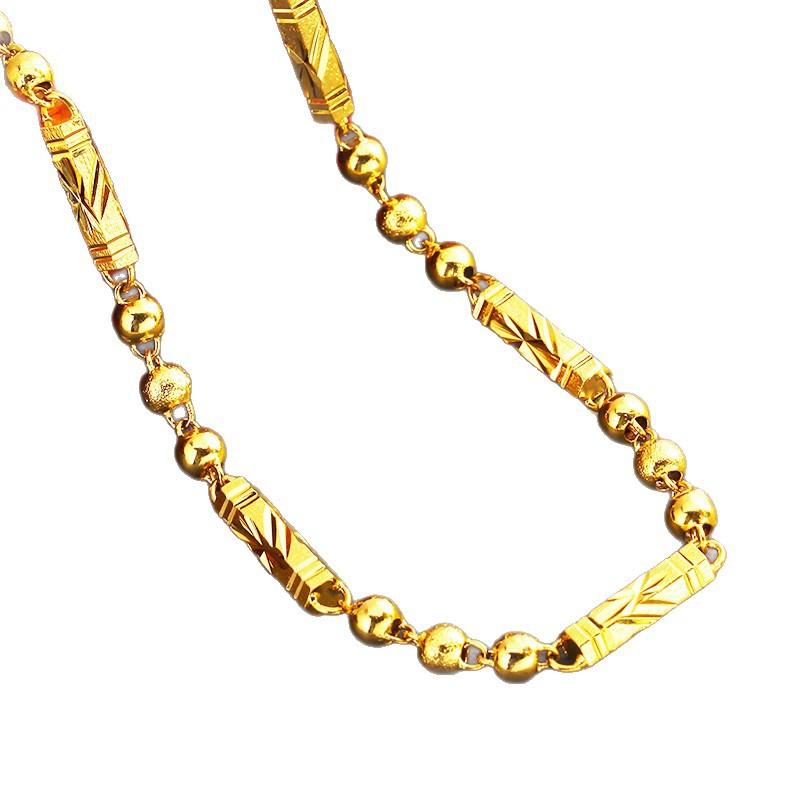 Мужское ожерелье из вьетнамского песочного золота, шестигранные буддийские бусины, цельная цепь, долговечные золото и медь, не теряющие цвет