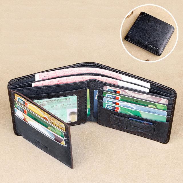 Мужской кошелек из натуральной кожи с RFID-защитой, винтажный короткий многофункциональный большой вместимости, кошелек из коровьей кожи, зажим для денег