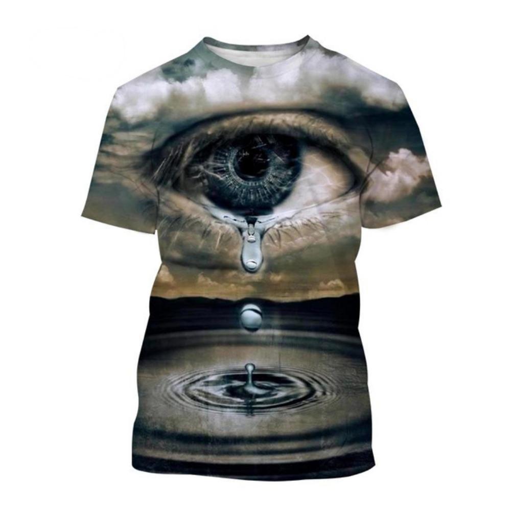 Новинка, горячая распродажа, мужская футболка с коротким рукавом с принтом в виде глаза и 3D-принта, модная повседневная футболка с коротким рукавом и принтом в виде органа человеческого лица