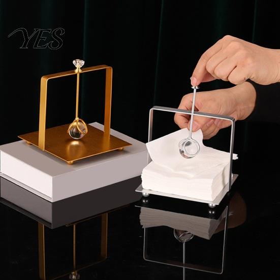 Paper Towel Holder Square Napkin Holder, with Weighted Arm, Durable Iron Frame Windproof Countertop Dispenser, Stable Cocktail Holders for Home