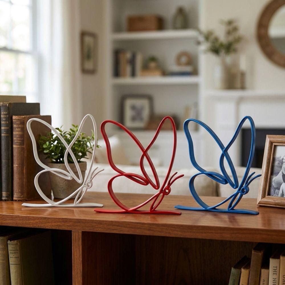 Minimalist Line Art Butterfly Tabletop Sculpture Hollow Line Butterfly Decor Entryway Accent