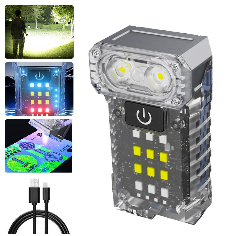 Мини портативный EDC брелок-фонарик USB перезаряжаемый рабочий аварийный УФ-фонарь обнаружения яркий уличный фонарь для кемпинга