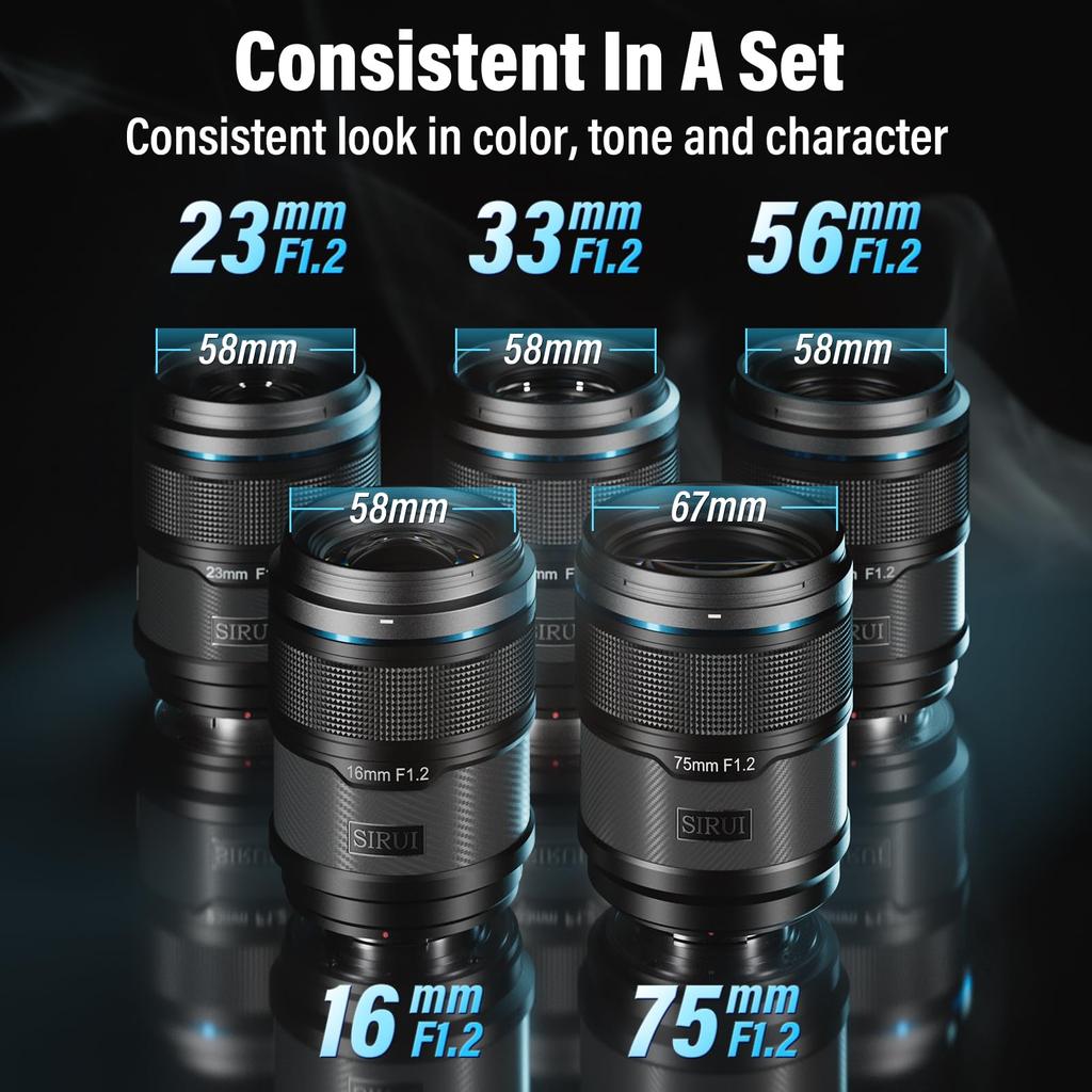 Sirui Снайперский 75мм автофокусный телеобъектив для объектива, F1.2 APS-C X-T4, X-T5, X-H1, X-H2/H2S, X-T3, X-T30, X-S10 (X Mount, Черный)