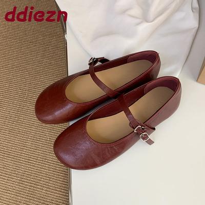 Модная мягкая обувь с круглым носком, женские балетки, повседневная женская обувь, неглубокие, модный ремешок с пряжкой, женские туфли-балетки Мэри Джейн