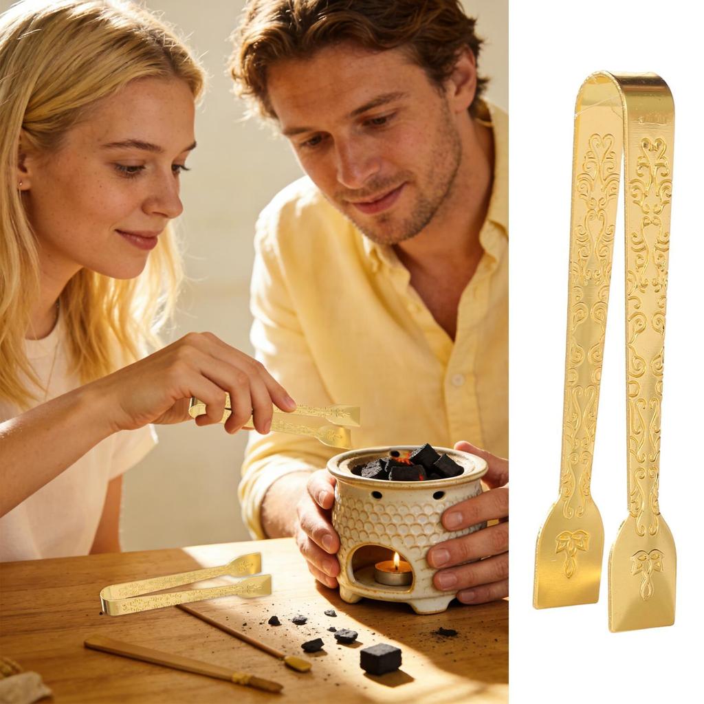 Charcoal Burner Tweezers Long Metal Comfortable Gripping Small Tongs for Incense Charcoal for Enthusiasts Home Fragrance Lovers