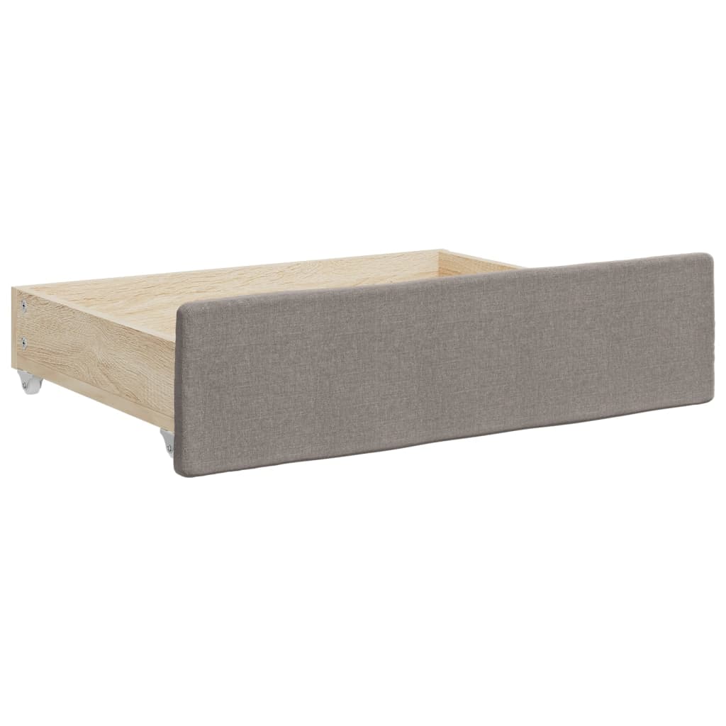 Pull Out Daybed with Drawers Taupe 100x200 cm Fabric