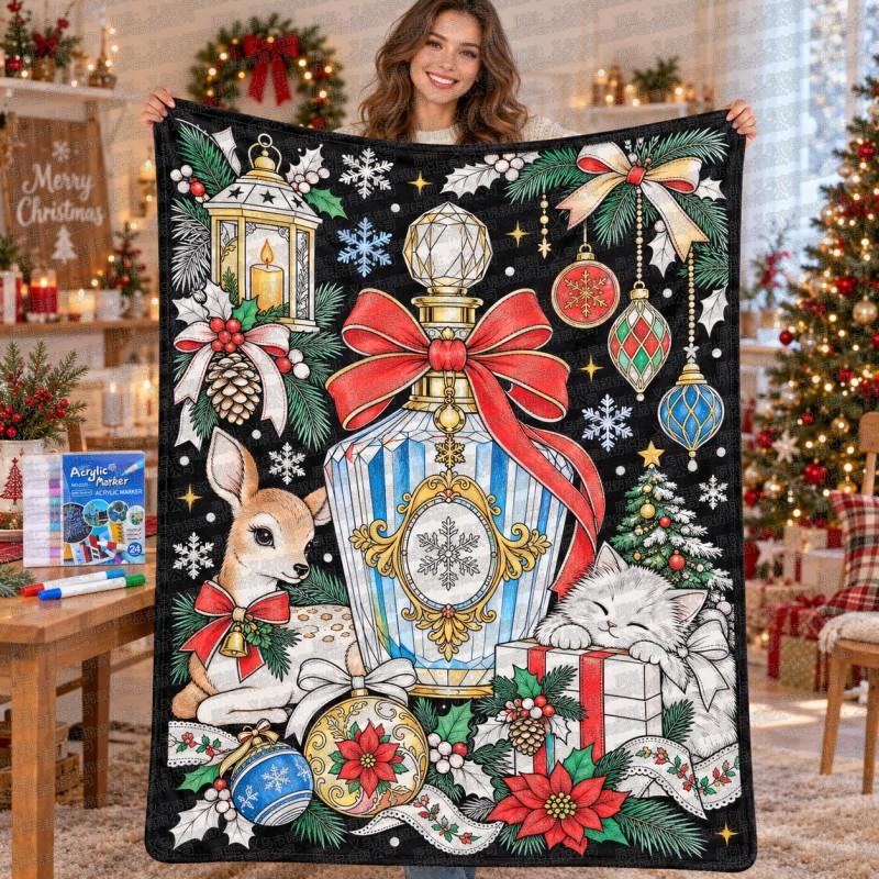Santa Claus Coloring Flannel Blanket 2026 All Season Office Nap Soft