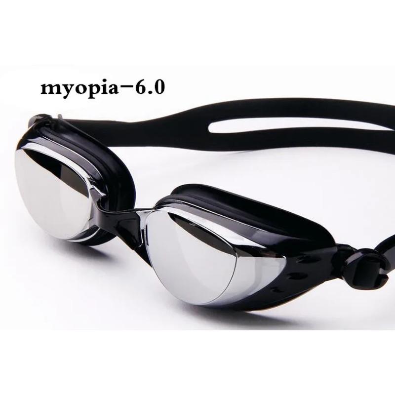 Спортивные взрослые очки для плавания с близорукостью для мужчин и женщин, диоптрийные очки для плавания, противотуманные водонепроницаемые силиконовые очки для плавания -1,5 до -8,0