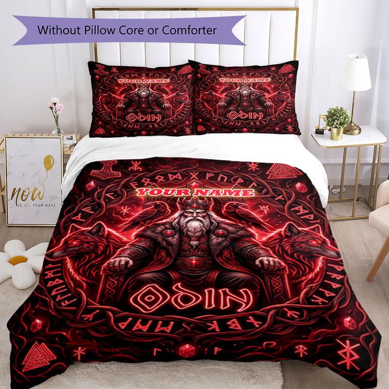 3PC Custom Name Odin Poster Bedding Set Duvet Cover Closure Includes 1 Duvet Cover & 2 Pillowcases for Bedroom