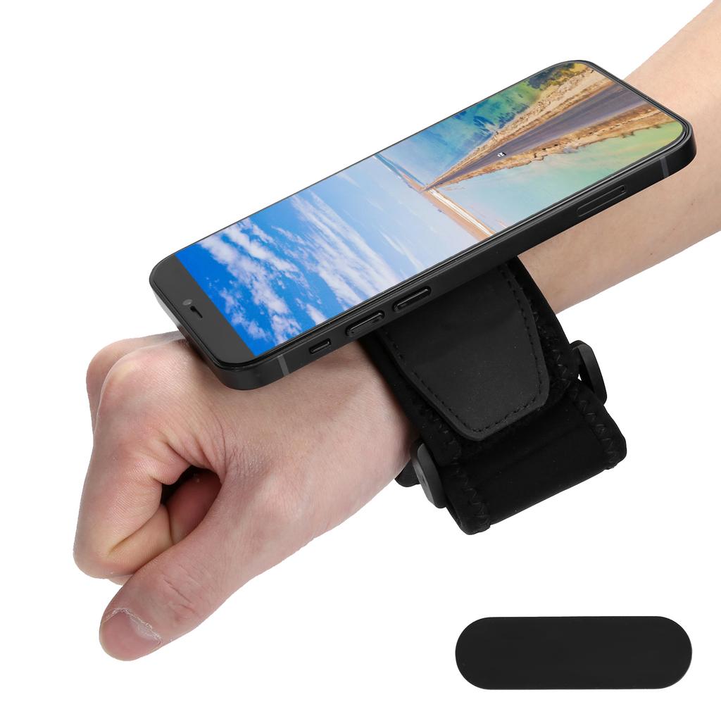 MOMOSTICK Mobile Phone Stick Gel Pad Finger Strap Holder Grip Stand with Phone ArmbandBlack