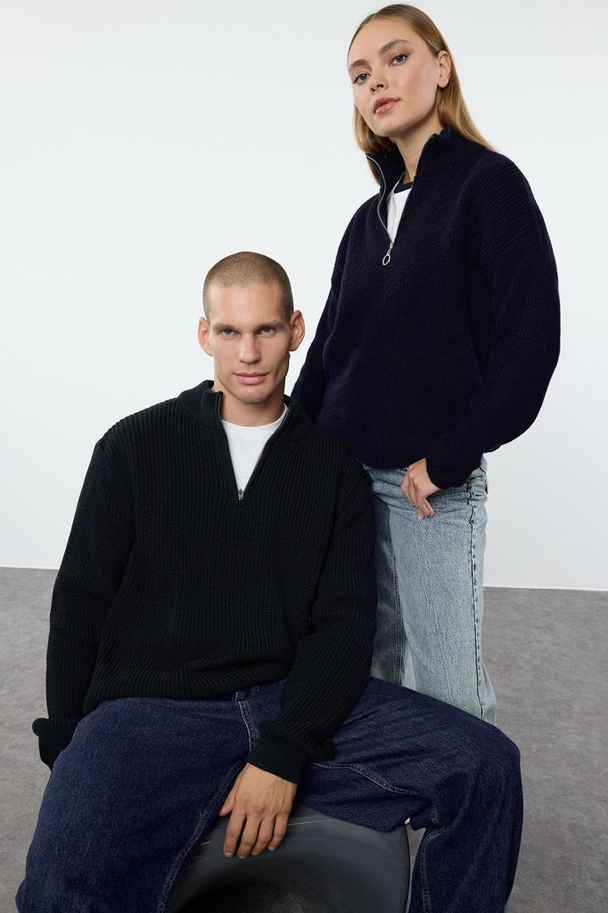 Женский свитер в элегантном стиле, зеленый мягкий текстурированный трикотаж на молнии, свитер