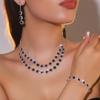 Fashion Shiny Rhinestone Necklace Earrings Bracelet Set, Luxury Temperament Necklace Earrings 3-piece Set