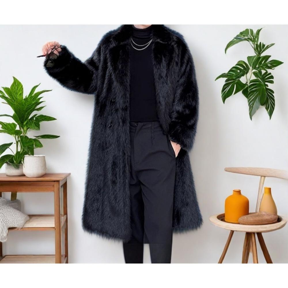 Мужская норковая экологичная шуба оригинального дизайна средней длины, мужская зимняя шуба из лисьего меха с густым мехом