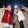 Versatile Knitted Wool Red Scarf Women's New Winter High-end Warm Couple Scarf Student