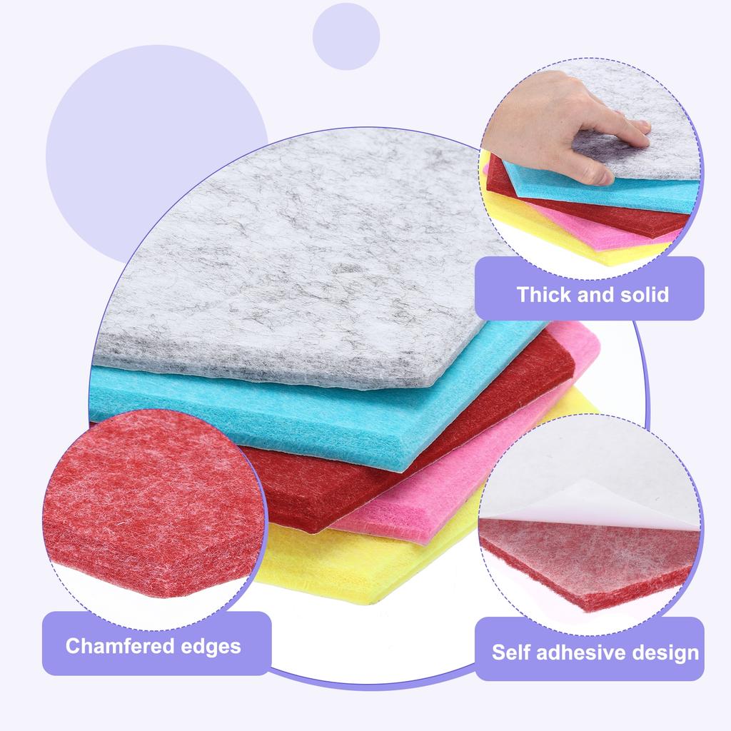 8Pc Hexagon Acoustic Panels 30x26cm B1 Fireproof Soundproof Foam Panels with 30 Push Pins for Wall Decoration Home Studio Office