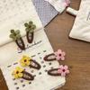 2pcs/set Hand-Knitted Triangle Hair Clips Floral Yarn BB Clips for Girls Autumn Winter Baby Hair Accessories Soft Fringe Clips