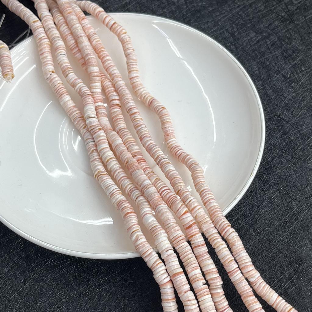 Натуральные бусины-спейсеры Хейши из ракушек 6 мм - Гладкие полированные Богемные пляжные материалы для изготовления ожерелий и браслетов своими руками, Рукоделие 38 см нить