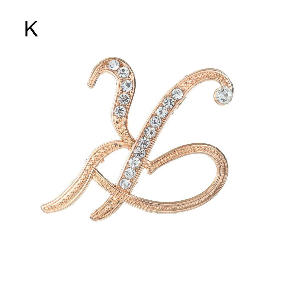 Suit Collar Accessories 26 English Letters Rhinestone Clip Initial Lapel Pin Crystal Letter Brooch