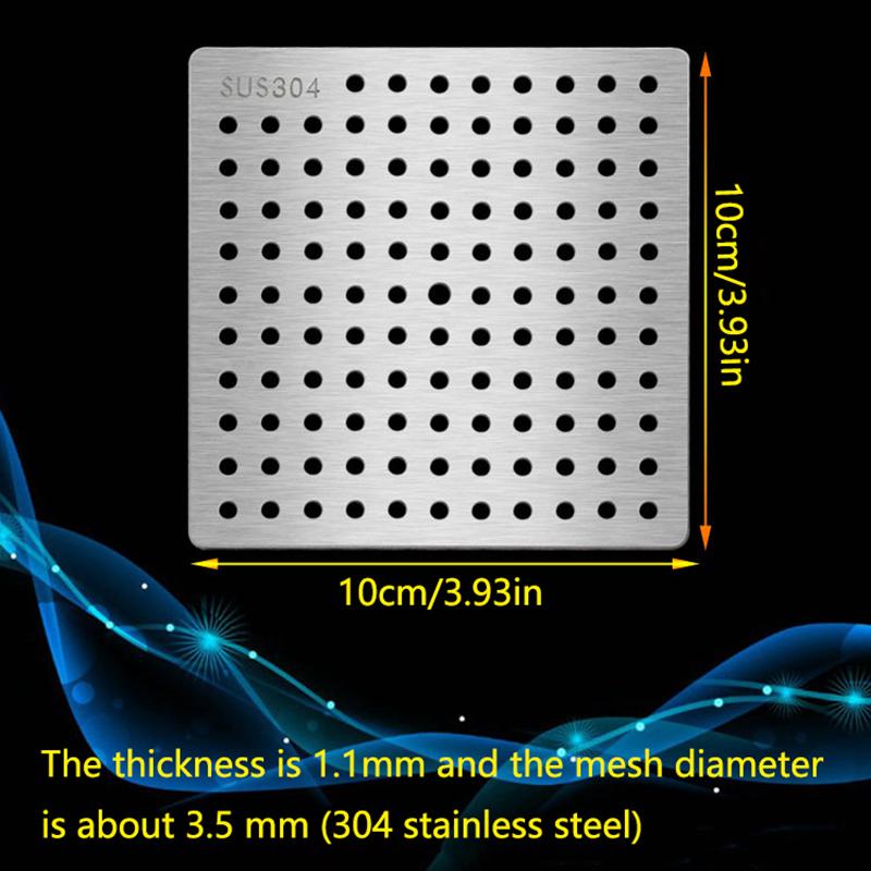 Нержавеющая сталь Слив для пола Сетчатая крышка Квадратное сливное отверстие Уловитель волос для душа Фильтр Пробка Кухонная ванная комната Металлические детали