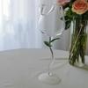 Wine Glass Rose Flower Shape Goblet Lead-Free Red Wine Cocktail Glasses Home Wedding Party Barware Drinkware Gifts
