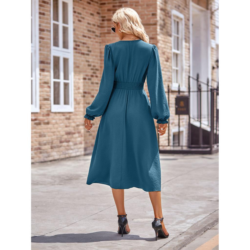 Женская осенняя юбка с v-образным вырезом на талии, однотонное платье средней длины, женское платье, женская юбка трапециевидной формы с низом